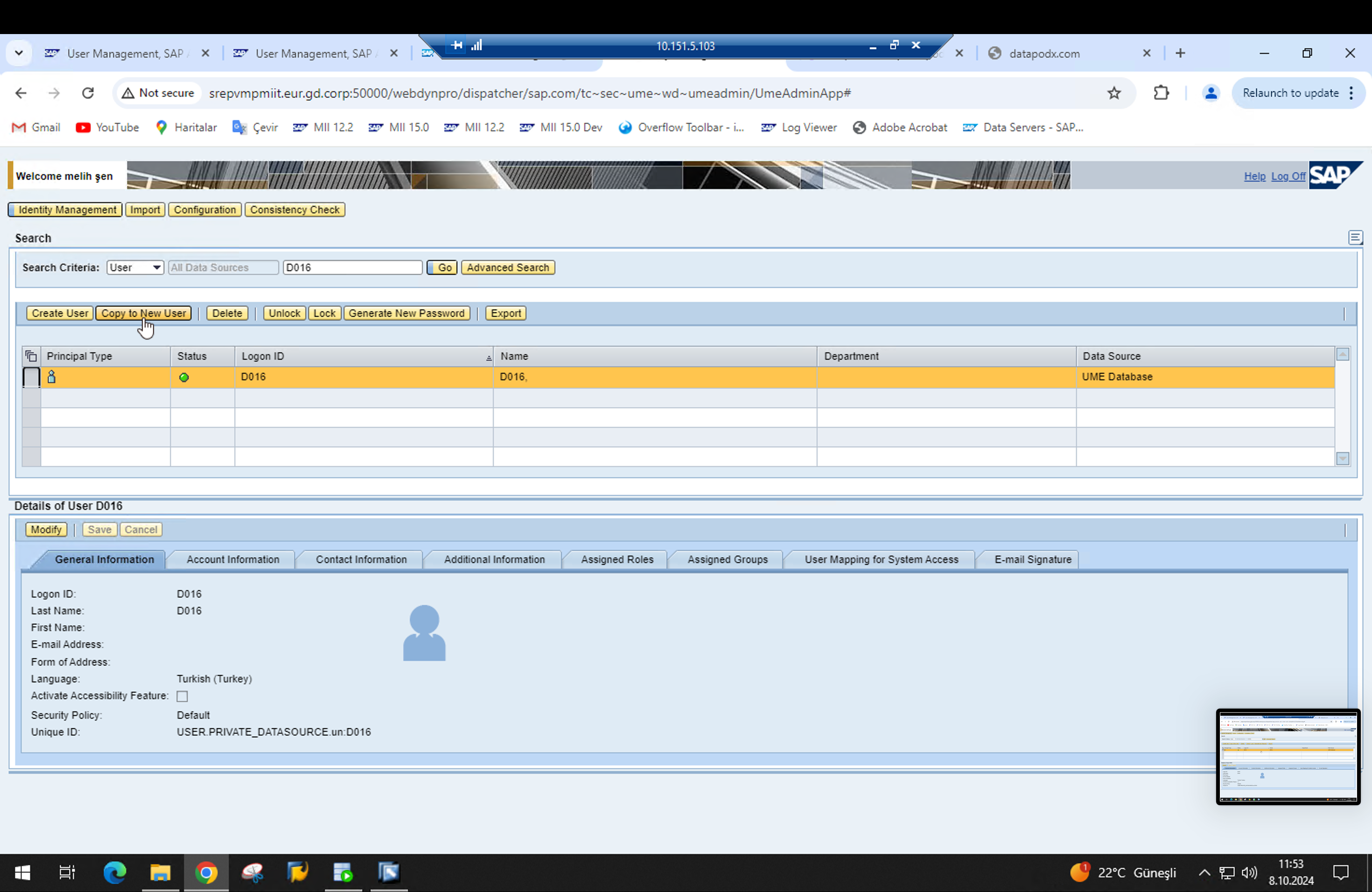 Copy Kullanıcı Ekranı